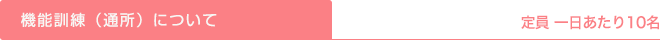 たいようの里 機能訓練(通所) 定員 定員 一日あたり10名
